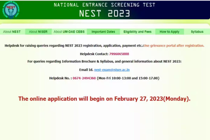 NEST 2023 Registration Begins Tomorrow; Know How to Fill Application Form at nestexam.in