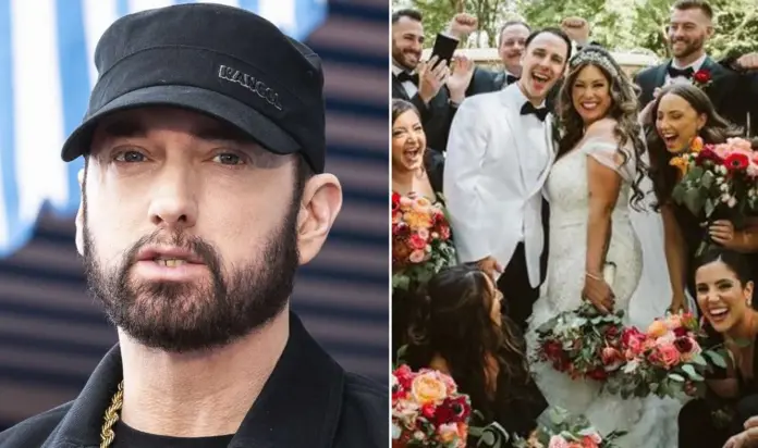 Eminem walks daughter Alaina down the aisle decked with 2,000 white roses