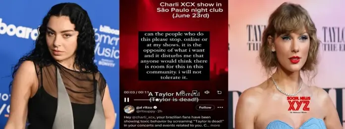 Charli XCX tells fans to ‘stop’ after they chant ‘Taylor Swift is dead’ at her shows